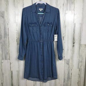 NWT Style & Co. Denim-Look Long Sleeve Shirtdress in Blue
